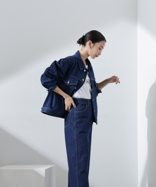 NANO universe（ナノユニバース）の「テーパードストレートデニムパンツ（セットアップ可）（デニムパンツ・レディース・ブルー/ダークネイビー・38/36）」の16枚目の写真