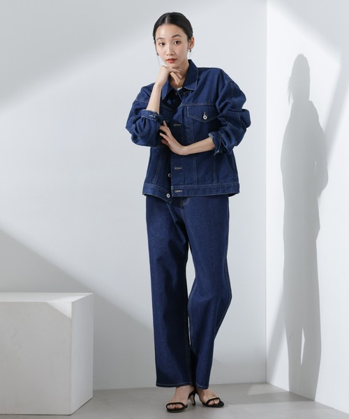 NANO universe（ナノユニバース）の「テーパードストレートデニムパンツ（セットアップ可）（デニムパンツ・レディース・ブルー/ダークネイビー・38/36）」の18枚目の写真