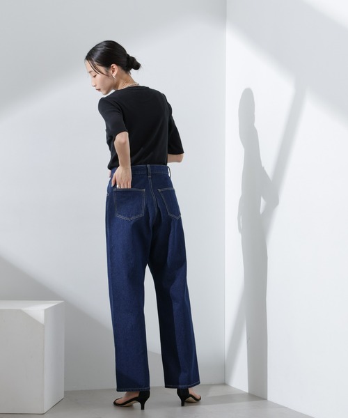 NANO universe（ナノユニバース）の「テーパードストレートデニムパンツ（セットアップ可）（デニムパンツ・レディース・ブルー/ダークネイビー・38/36）」の15枚目の写真