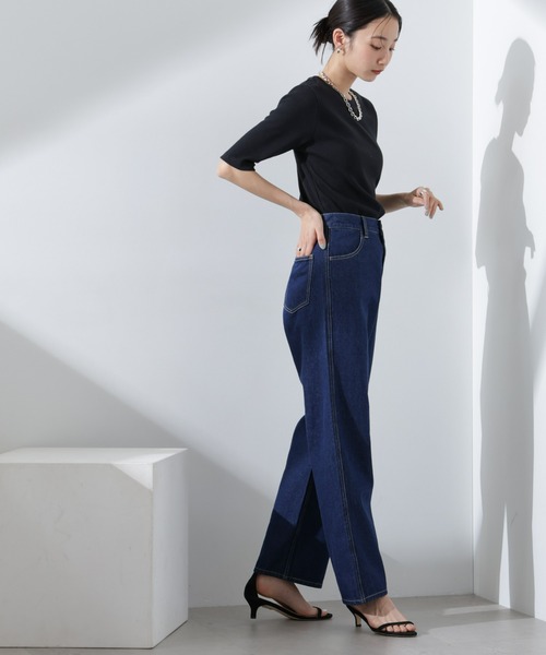NANO universe（ナノユニバース）の「テーパードストレートデニムパンツ（セットアップ可）（デニムパンツ・レディース・ブルー/ダークネイビー・38/36）」の12枚目の写真