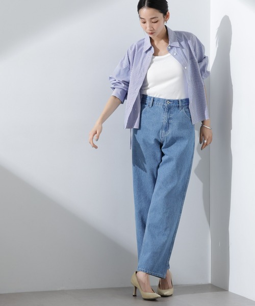 NANO universe（ナノユニバース）の「テーパードストレートデニムパンツ（セットアップ可）（デニムパンツ・レディース・ブルー/ダークネイビー・38/36）」の7枚目の写真