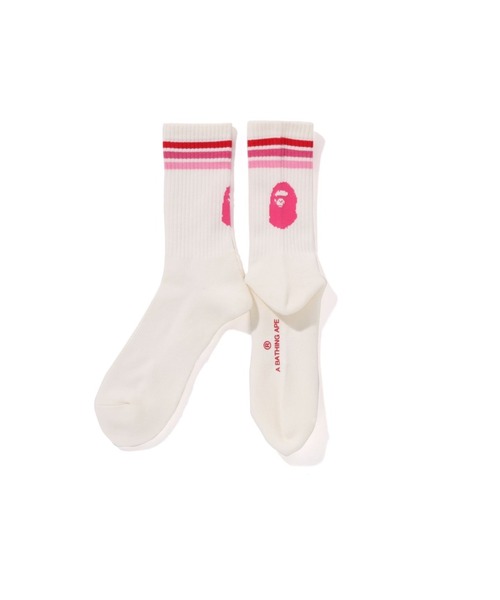 A BATHING APE(アベイシングエイプ)の「BAPE LINE SOCKS(ソックス/靴下・メンズ・グリーン/ブルー/ピンク・LARGE/MEDIUM)」の3枚目の写真