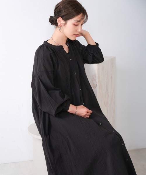 Bou Jeloud（ブージュルード）の「シアサッカーレース切替ワンピース（ワンピース・レディース・グレー系その他/ブラック・MEDIUM）」の5枚目の写真