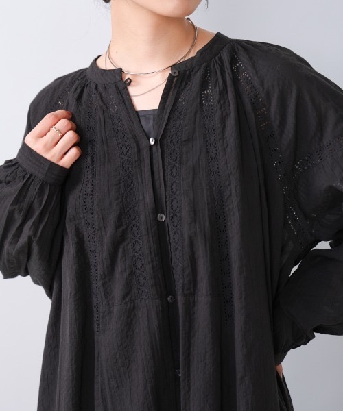 Bou Jeloud（ブージュルード）の「シアサッカーレース切替ワンピース（ワンピース・レディース・グレー系その他/ブラック・MEDIUM）」の7枚目の写真