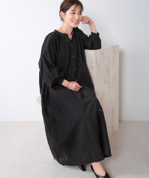 Bou Jeloud（ブージュルード）の「シアサッカーレース切替ワンピース（ワンピース・レディース・グレー系その他/ブラック・MEDIUM）」の8枚目の写真