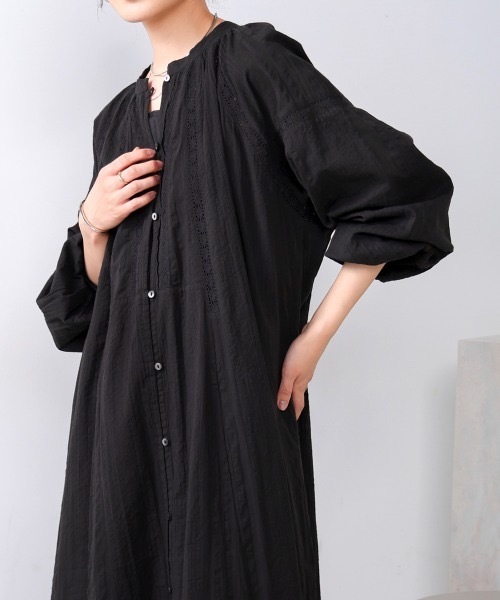 Bou Jeloud（ブージュルード）の「シアサッカーレース切替ワンピース（ワンピース・レディース・グレー系その他/ブラック・MEDIUM）」の9枚目の写真