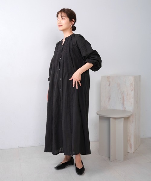 Bou Jeloud（ブージュルード）の「シアサッカーレース切替ワンピース（ワンピース・レディース・グレー系その他/ブラック・MEDIUM）」の10枚目の写真