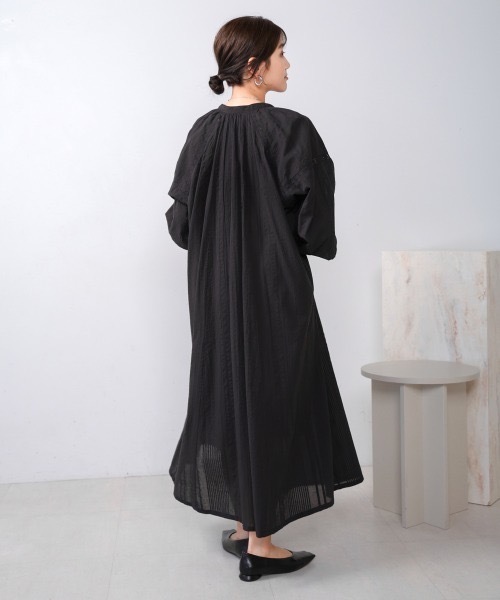 Bou Jeloud（ブージュルード）の「シアサッカーレース切替ワンピース（ワンピース・レディース・グレー系その他/ブラック・MEDIUM）」の13枚目の写真