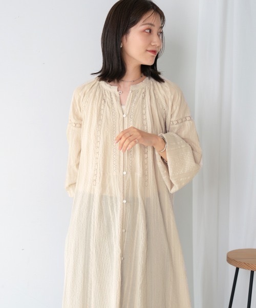 Bou Jeloud（ブージュルード）の「シアサッカーレース切替ワンピース（ワンピース・レディース・グレー系その他/ブラック・MEDIUM）」の16枚目の写真