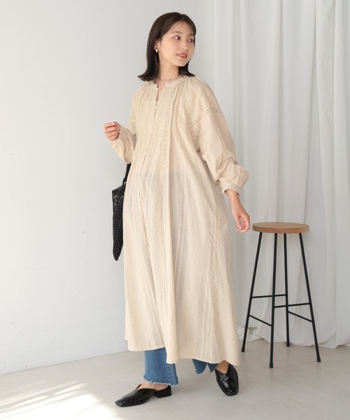 Bou Jeloud（ブージュルード）の「シアサッカーレース切替ワンピース（ワンピース・レディース・グレー系その他/ブラック・MEDIUM）」の17枚目の写真