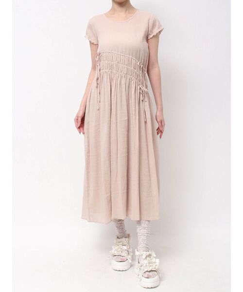 merry jenny ギャザーシャーリング ワンピース Fサイズ 黒 ロング merry jenny ギャザーシャーリング ワンピース Fサイズ 黒