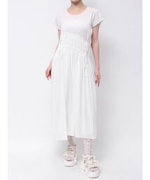 ギャザーギャザーパフロングワンピース