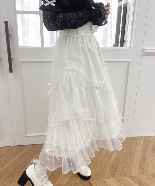 ROJITA(ロジータ)の「チュールティアードスカート(スカート・レディース・アイボリー/ブラック/ピンク/グレー・FREE)」の2枚目の写真