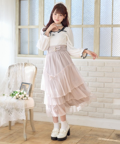 ROJITA(ロジータ)の「チュールティアードスカート(スカート・レディース・アイボリー/ブラック/ピンク/グレー・FREE)」の12枚目の写真