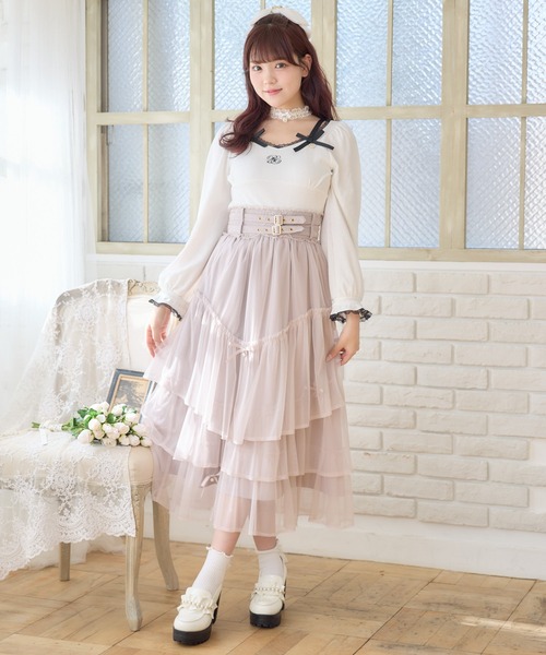 ROJITA(ロジータ)の「チュールティアードスカート(スカート・レディース・アイボリー/ブラック/ピンク/グレー・FREE)」の13枚目の写真