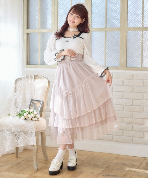 ROJITA(ロジータ)の「チュールティアードスカート(スカート・レディース・アイボリー/ブラック/ピンク/グレー・FREE)」の14枚目の写真