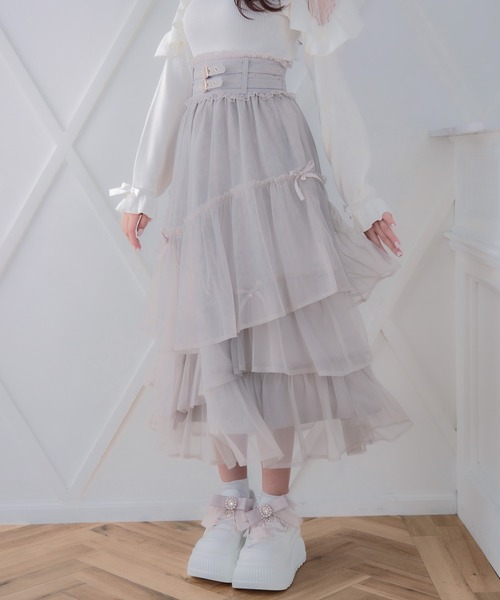 ROJITA(ロジータ)の「チュールティアードスカート(スカート・レディース・アイボリー/ブラック/ピンク/グレー・FREE)」の5枚目の写真