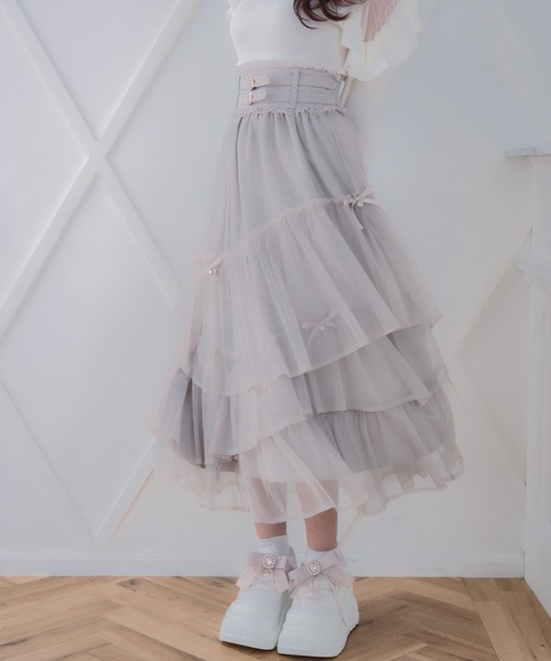 ROJITA(ロジータ)の「チュールティアードスカート(スカート・レディース・アイボリー/ブラック/ピンク/グレー・FREE)」の7枚目の写真