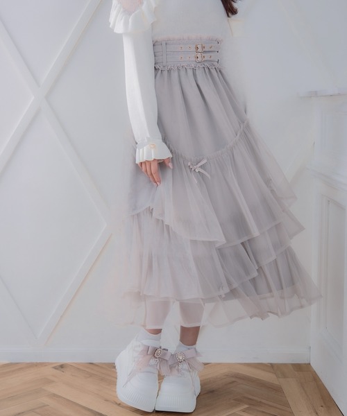 ROJITA(ロジータ)の「チュールティアードスカート(スカート・レディース・アイボリー/ブラック/ピンク/グレー・FREE)」の9枚目の写真