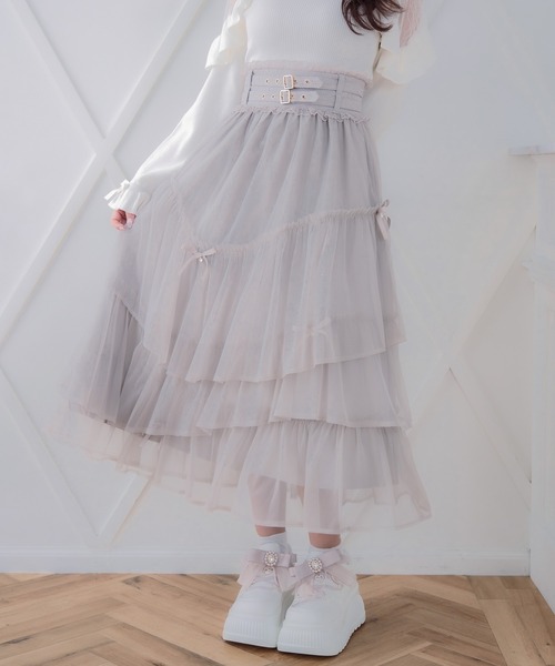 ROJITA(ロジータ)の「チュールティアードスカート(スカート・レディース・アイボリー/ブラック/ピンク/グレー・FREE)」の21枚目の写真