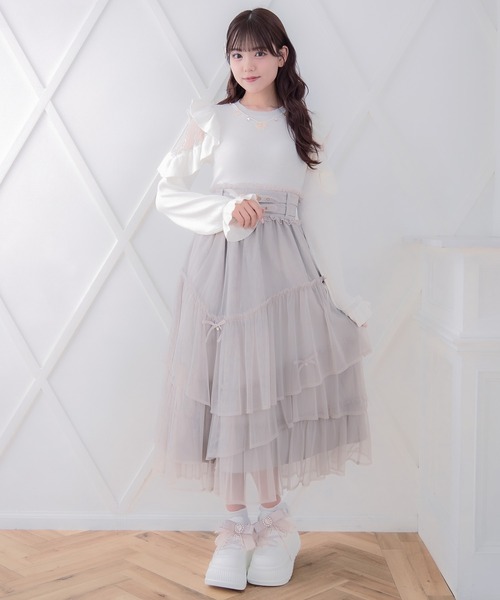 ROJITA(ロジータ)の「チュールティアードスカート(スカート・レディース・アイボリー/ブラック/ピンク/グレー・FREE)」の15枚目の写真
