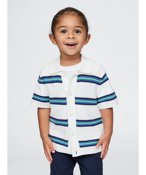 GAP(ギャップ)の「クロシェ カバナシャツ (幼児・ベビー)(カーディガン/ボレロ・キッズ・ブルー/オフホワイト・110cm/105cm/100cm/95cm/90cm/80cm/70cm)」の1枚目の写真