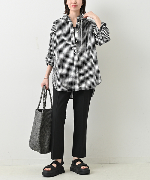 SLOBE IENA(スローブイエナ)の「《WEB・一部店舗限定》スティックパンツ(スラックス・レディース・ベージュ/ブラック・40/38/36)」の5枚目の写真
