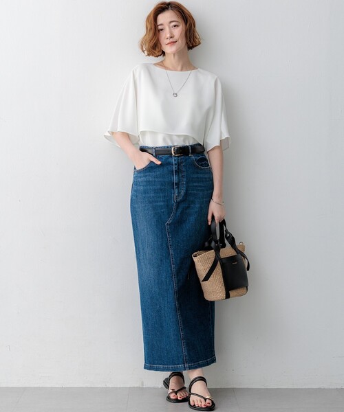 23区（ニジュウサンク）の「ストレッチジョーゼット  ケープデザイン カットソー（Tシャツ/カットソー・レディース・ホワイト系/スモーキーグリーン系/ネイビー系/ダークブラウン系/ベージュ系/ブラック系/ピンク/ライトブルー・38）」の22枚目の写真