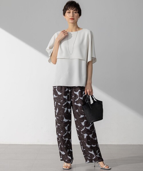 今期【UVカット接触冷感】ストレッチジョーゼットケープデザインカットソー 23区｜【吸水速乾/UVカット/接触冷感】ストレッチジョーゼット