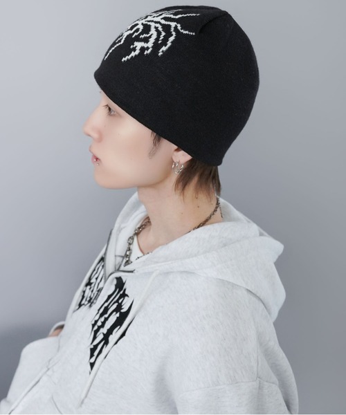 SPINNS（スピンズ）の「シングルニットビーニー/スパイダー/ジャガード/ユニセックス（ニットキャップ/ビーニー・メンズ・ブラック・ONESIZE）」の7枚目の写真