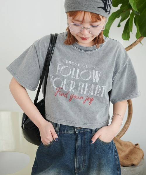 WEGO（ウィゴー）の「WEGO/ヴィンテージウォッシュグラフィックショートT（Tシャツ/カットソー・レディース・その他8/その他7/その他6/その他5/その他4/その他3/その他2/その他1・FREE）」の4枚目の写真