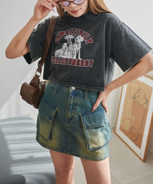 WEGO（ウィゴー）の「WEGO/ヴィンテージウォッシュグラフィックショートT（Tシャツ/カットソー・レディース・その他8/その他7/その他6/その他5/その他4/その他3/その他2/その他1・FREE）」の7枚目の写真