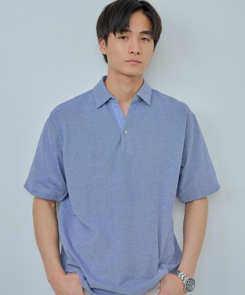 THE SHOP TK （ザ ショップ ティーケー ）の「シャンブレーカノコスキッパーポロシャツ（ポロシャツ・メンズ・ダークブラウン/ピンク系/ブルー系その他/グレー・02/03/04）」の3枚目の写真