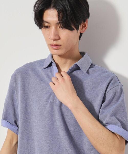 THE SHOP TK （ザ ショップ ティーケー ）の「シャンブレーカノコスキッパーポロシャツ（ポロシャツ・メンズ・ダークブラウン/ピンク系/ブルー系その他/グレー・02/03/04）」の5枚目の写真