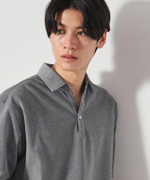 THE SHOP TK （ザ ショップ ティーケー ）の「シャンブレーカノコスキッパーポロシャツ（ポロシャツ・メンズ・ダークブラウン/ピンク系/ブルー系その他/グレー・02/03/04）」の6枚目の写真