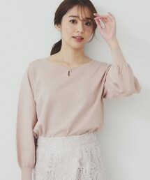 パーツ付きハートネックニットトップス【洗濯機洗い可】