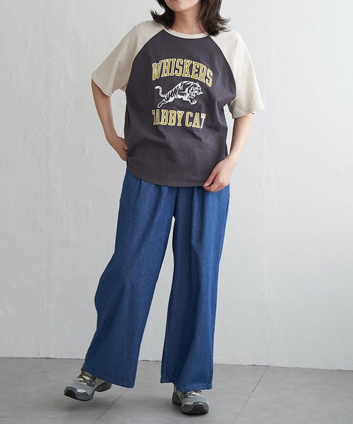 VENCEEXCHANGE（ヴァンスエクスチェンジ）の「WHISKERSラグランTシャツ（Tシャツ/カットソー・レディース・オフホワイト/アイボリー/チャコール・FREE）」の17枚目の写真