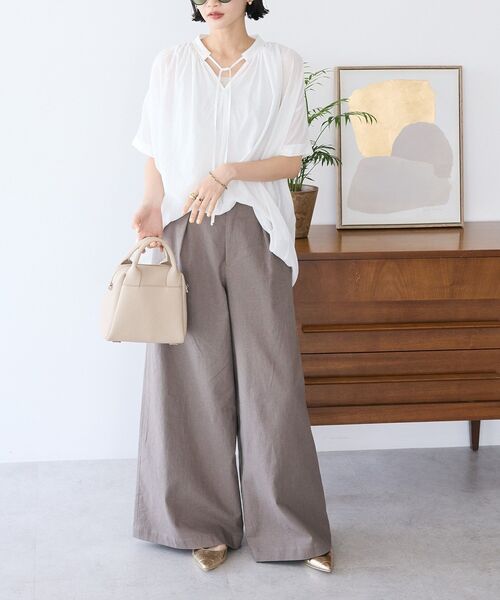 CRAFT STANDARD BOUTIQUE(クラフトスタンダードブティック)の「【ユニセックス】ワイドイージースラックス(スラックス・レディース・ブラウン・M/S/L)」の1枚目の写真