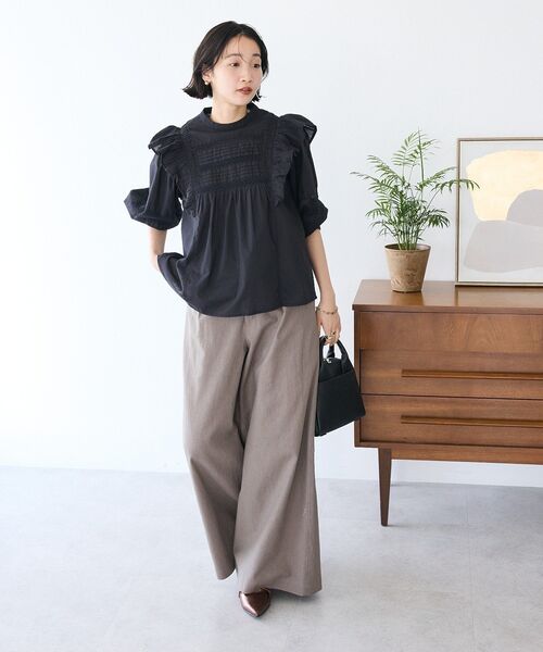 CRAFT STANDARD BOUTIQUE(クラフトスタンダードブティック)の「【ユニセックス】ワイドイージースラックス(スラックス・レディース・ブラウン・M/S/L)」の6枚目の写真