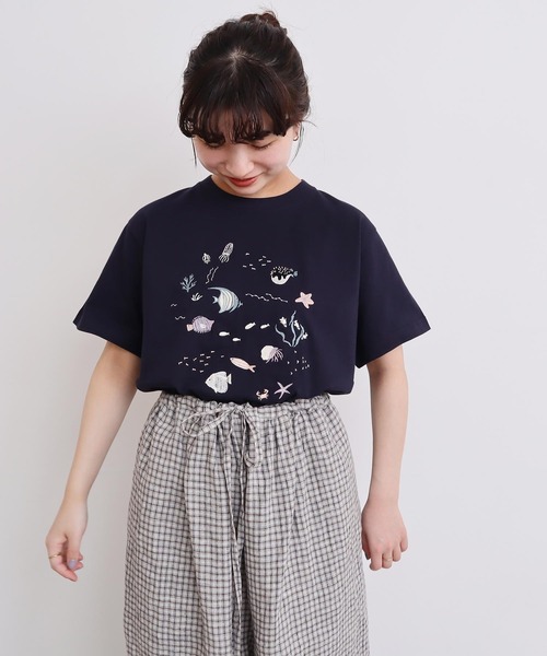 集まる海のさかな 刺繍Tシャツ（Tシャツ/カットソー）｜l