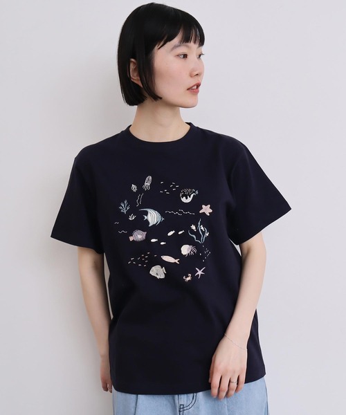 l'atelier du savon（アトリエドサボン）の「集まる海のさかな　刺繍Tシャツ（Tシャツ/カットソー・レディース・ホワイト/ネイビー・FREE）」の13枚目の写真