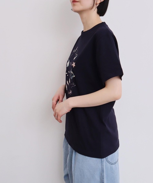 l'atelier du savon（アトリエドサボン）の「集まる海のさかな　刺繍Tシャツ（Tシャツ/カットソー・レディース・ホワイト/ネイビー・FREE）」の16枚目の写真