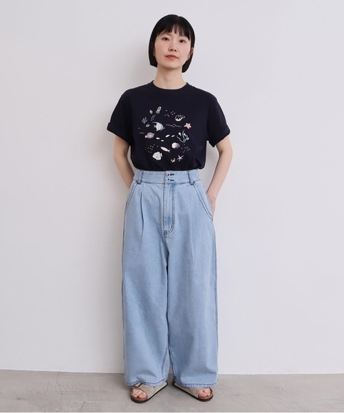 l'atelier du savon（アトリエドサボン）の「集まる海のさかな　刺繍Tシャツ（Tシャツ/カットソー・レディース・ホワイト/ネイビー・FREE）」の21枚目の写真