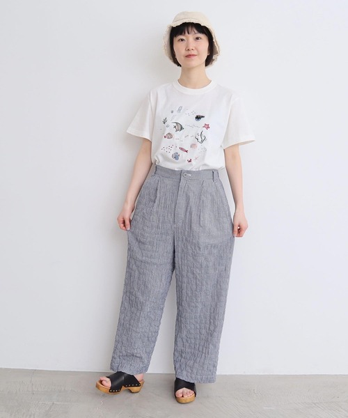 l'atelier du savon（アトリエドサボン）の「集まる海のさかな　刺繍Tシャツ（Tシャツ/カットソー・レディース・ホワイト/ネイビー・FREE）」の17枚目の写真