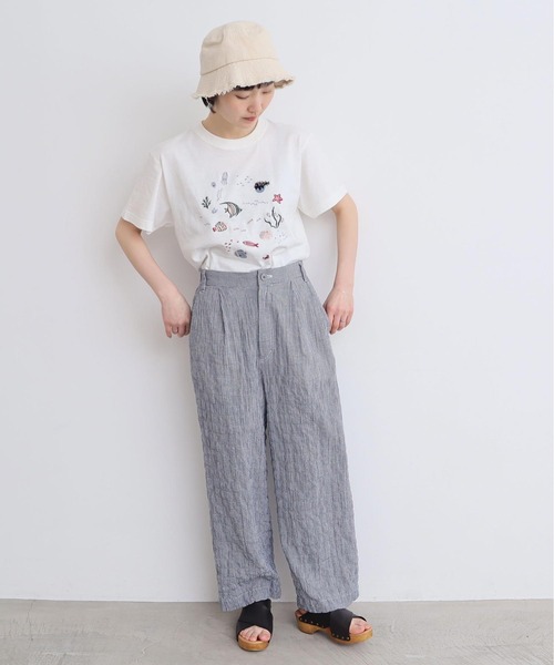 l'atelier du savon（アトリエドサボン）の「集まる海のさかな　刺繍Tシャツ（Tシャツ/カットソー・レディース・ホワイト/ネイビー・FREE）」の19枚目の写真