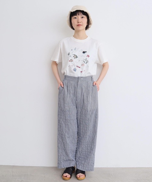 l'atelier du savon（アトリエドサボン）の「集まる海のさかな　刺繍Tシャツ（Tシャツ/カットソー・レディース・ホワイト/ネイビー・FREE）」の20枚目の写真