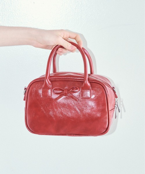 Heather（ヘザー）の「リボンボストンBAG　450351（ボストンバッグ・レディース・ブラック/ベージュ/レッド・ONE SIZE）」の3枚目の写真