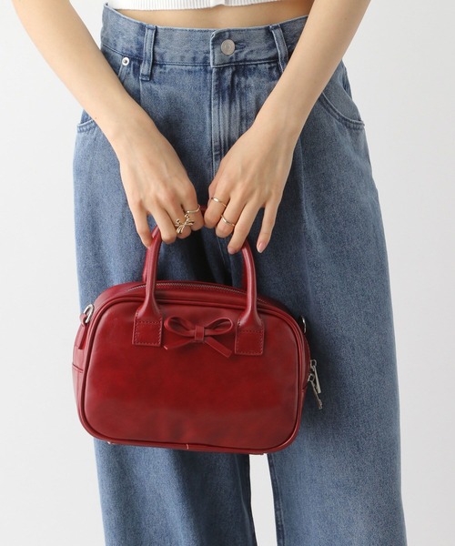 Heather（ヘザー）の「リボンボストンBAG　450351（ボストンバッグ・レディース・ブラック/ベージュ/レッド・ONE SIZE）」の6枚目の写真