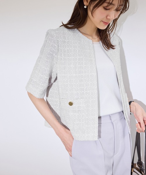 ハーフスリーブツイードジャケット dazzlin（ダズリン）の「ハーフスリーブツイードシェイプジャケット