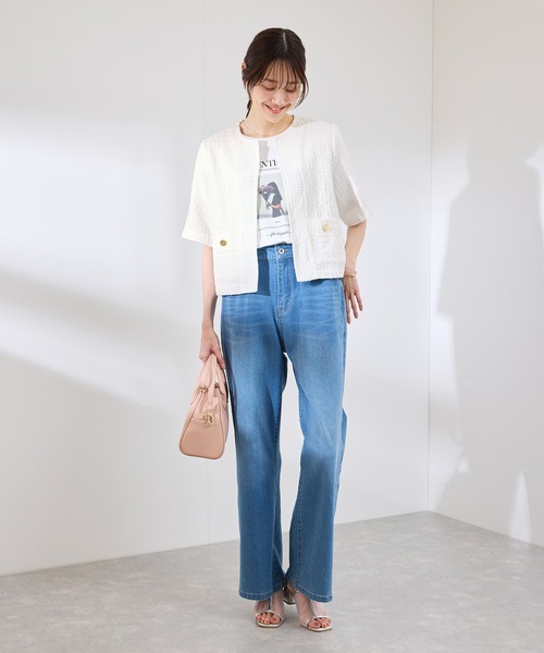 セール】【サマー・ツイード】ハーフスリーブジャケット（カーディガン